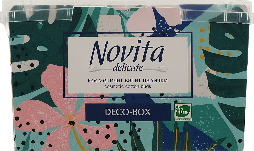 Косметические ватные палочки, в боксе, вариант 1 - Novita Delikate Cosmetic Cotton Buds Deco-box — фото N1