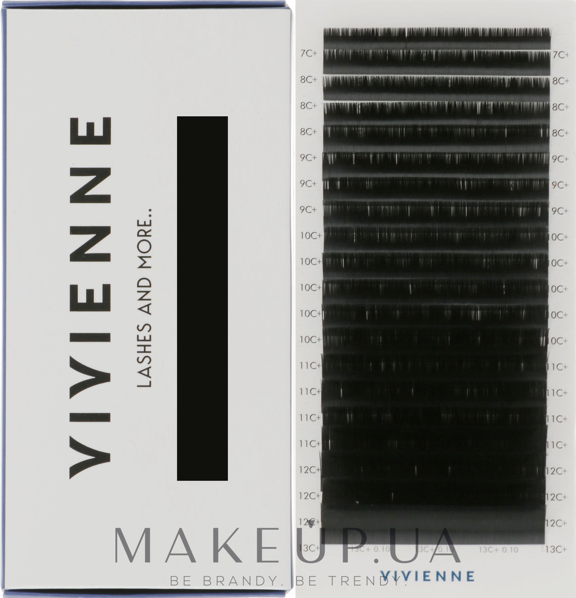 Накладні вії "Elite", чорні, 20 ліній (mix, 0,1, C + , (7-13)) - Vivienne  — фото 1уп