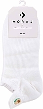 Жіночі короткі бавовняні шкарпетки, білі з авокадо - Moraj — фото N1