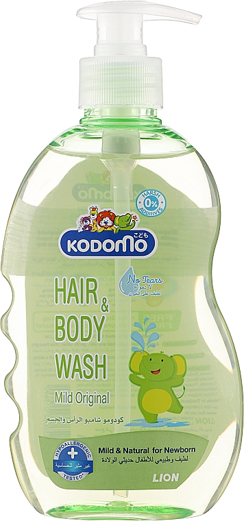 Засіб для миття "Від маківки до п'яточок" - Kodomo Lion Baby Hair & Body Wash Mild Original — фото N3