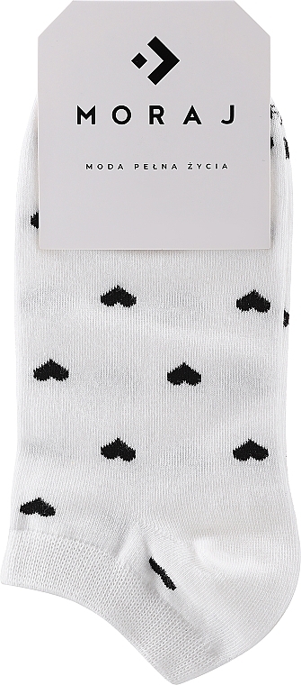 Жіночі короткі шкарпетки в сердечка, 1 пара, білі - Moraj — фото N1