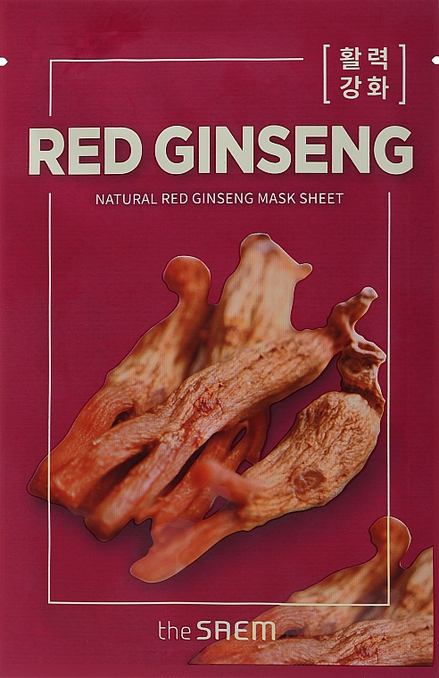 Тканевая маска для лица с экстрактом красного женьшеня - The Saem Natural Red Ginseng Mask Sheet — фото N1