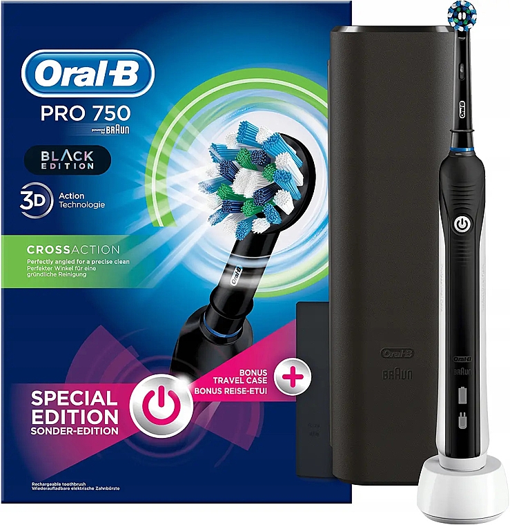 Електрична зубна щітка, чорна - Oral-B Pro 750 Cross Action Black Edition — фото N2