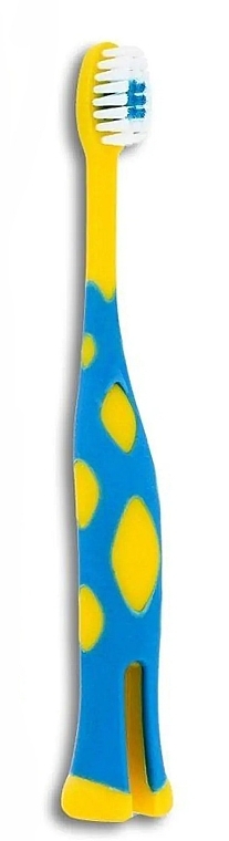 Дитяча зубна щітка, м'яка, від 3 років, жовта з блакитним - Wellbee Travel Toothbrush For Kids — фото N1