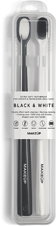 Набір зубних щіток "Black & White" - MAKEUP Toothbrush Set — фото N3