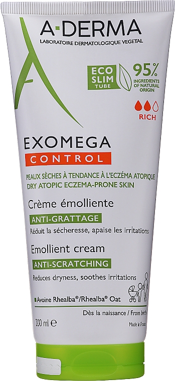 Пом'якшувальний крем для тіла - A-Derma Exomega Control Emollient Cream Anti-Scratching — фото N1