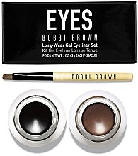 Духи, Парфюмерия, косметика Набор - Bobbi Brown Long-Wear Gel Eyeliner Set Black/Brown (eyeliner/2x3ml + eye/brush)