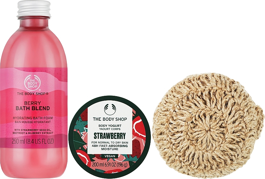 Набір - The Body Shop Berries & Bubbles Bath Routine (bath/foam/250ml + body/yogurt/200ml + bag) — фото N2