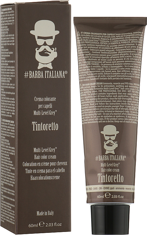Крем-краска для волос для мужчин - Barba Italiana Tintoretto Multi Level Grey