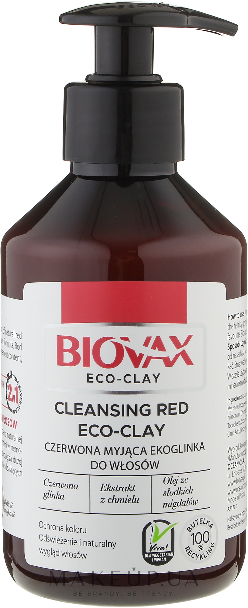 Кондиціонер для волосся з червоною глинкою, хмелем, мигдалем - L'biotica Biovax Eco Cleansing Red Eco-Clay — фото 200ml
