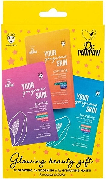 Набор масок для лица - Dr. Pawpaw Glowing Beauty Gift (Face Mask 25ml\ 3шт) — фото N1