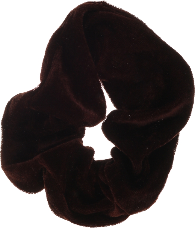 Резинка для волос "Velvet", темно-коричневая, 22777 - Top Choice — фото N1