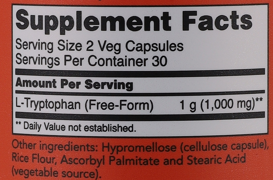 Капсулы L-триптофан, 500 мг. - Now Foods L-Tryptophan — фото N5