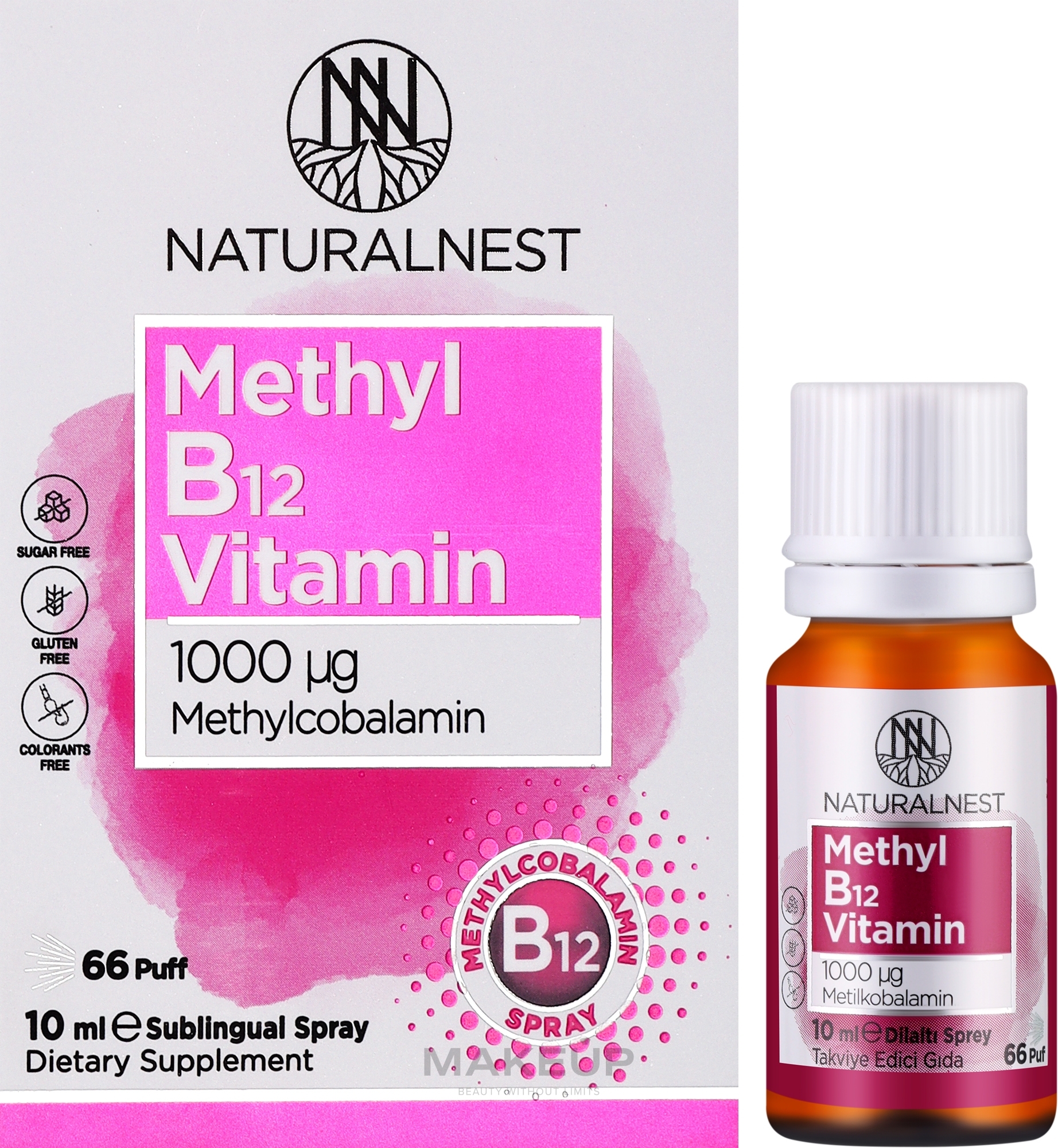 Диетическая добавка "Витамин B12", спрей - NaturalNest Vitamin B12 1000 mcg — фото 10ml