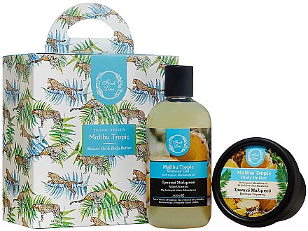 Набір - Fresh Line Gift Sets Malibu Tropic (sh/gel/300ml + b/butter/150ml) — фото N1