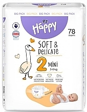 Дитячі підгузки 3-6 кг, розмір 2 Mini, 78 шт. - Bella Baby Happy Soft & Delicate — фото N1