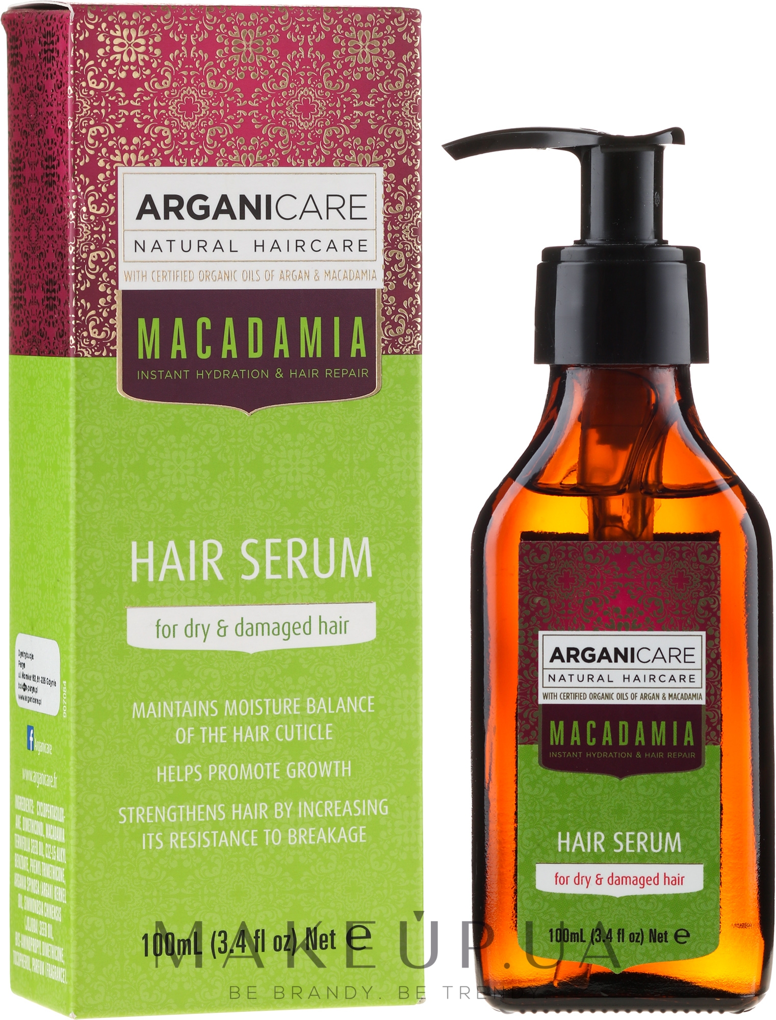 Сыворотка для волос "Поврежденные кончики" - ArganiCare Macadamia Hair Serum for Dry & Damaged Hair — фото 100ml