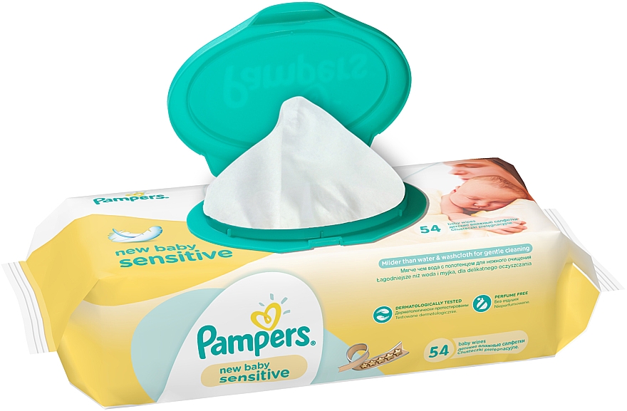 Серветки дитячі вологі New Baby Sensitive, 54 шт. - Pampers — фото N2