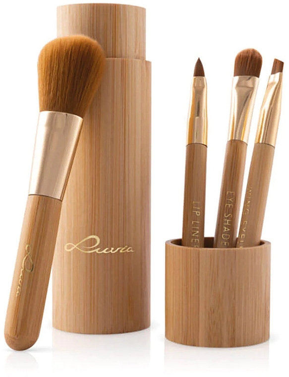 Набір пензлів для макіяжу, 4 шт. - Luvia Cosmetics Travel Bamboo Brush Set — фото N1