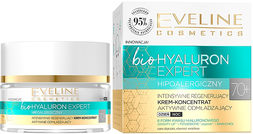 Ультраувлажняющий дневной и ночной крем-концентрат - Eveline Cosmetics BioHyaluron Expert 70+ — фото N1