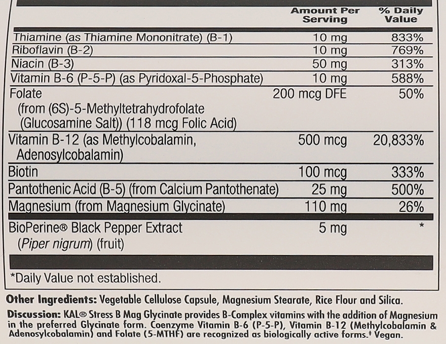 Пищевая добавка "Магний глицинат" - Kal Stress B Magnesium Glycinate — фото N3