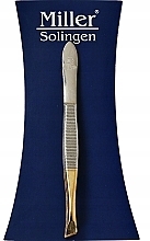 Пінцет для брів скошений, золотистий, довжина 9 см - Miller Solingen — фото N1