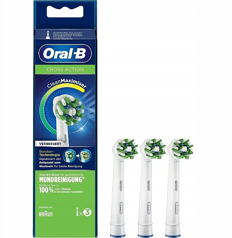 Змінні насадки для електричної зубної щітки, 3 шт. - Oral-B Cross Action CleanMaximiser Brush Heads — фото N1