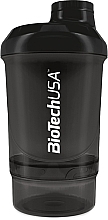 Шейкер 300 мл + відсік 150 мл, чорний - BiotechUSA Nano Shaker Panther Black — фото N1