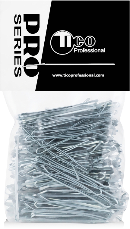 Невидимки для волосся, рівні, 40 мм., сріблясті - Tico Professional — фото N2