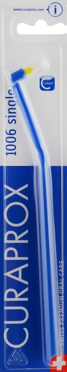 Монопучкова зубна щітка "Single CS 1006", синя з жовтим - Curaprox — фото N1