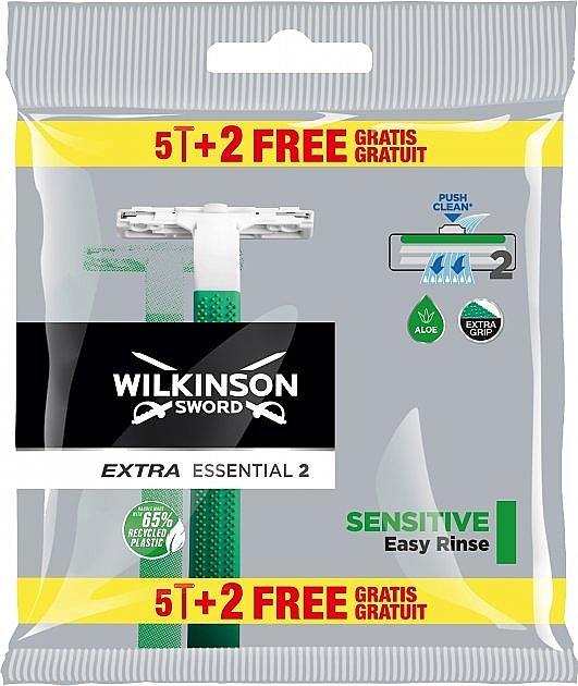 Одноразовые станки 5 + 2 шт. - Wilkinson Sword Extra 2 Essential Sensitive — фото N1