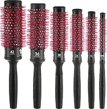 Набор профессиональных круглых черных щеток - Tek Brushes & Combs — фото N1