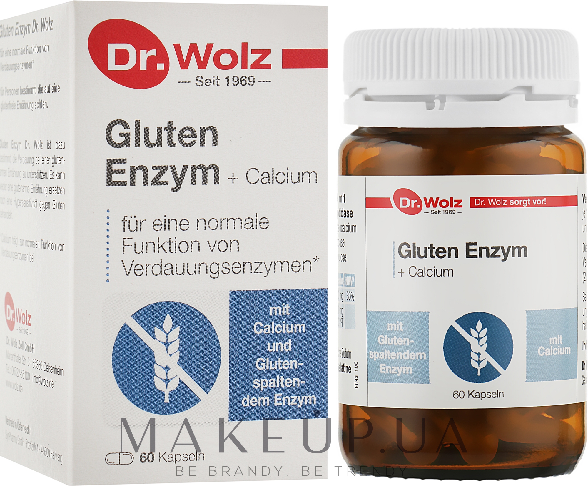 Пищевая добавка "Фермент глютена + кальций" - Dr.Wolz Gluten Enzym + Calcium — фото 60шт