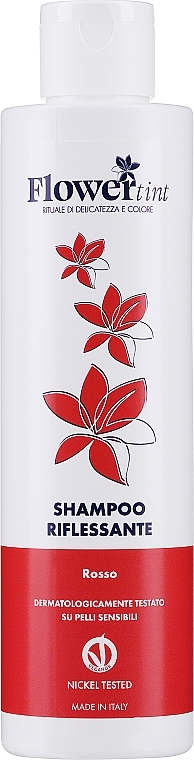 Шампунь для волос тонуючий, червоний - FlowerTint Shampoo Riflessante Rosso — фото N1