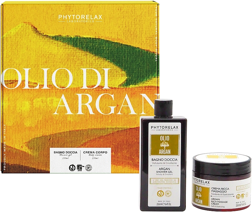 Набір - Phytorelax Laboratories Argan (sh/gel/250ml + b/cr/250ml) — фото N1