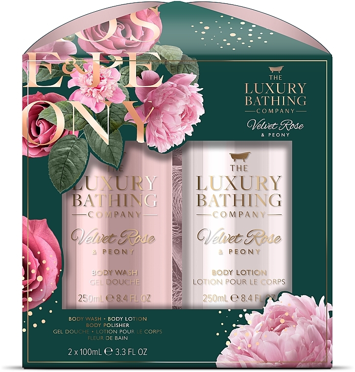 Набор - Grace Cole The Luxury Bathing Velvet Rose & Peony Set (sh/gel/100ml + b/lot/100ml)  — фото N1