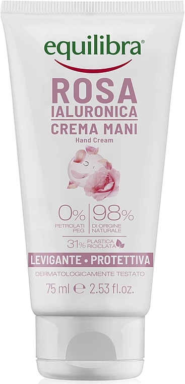 Крем для рук "Троянда" з гіалуроновою кислотою - Equilibra Hyaluronic Rose Hand Cream — фото N1