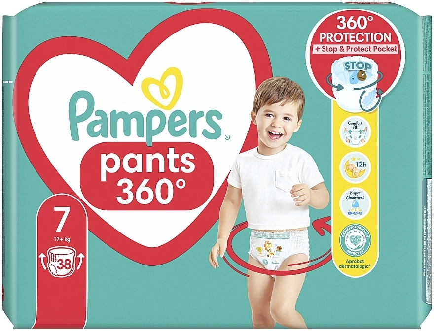 Подгузники-трусики Pants, размер 7, 17+ кг, Jumbo Pack 38 шт. - Pampers — фото N2