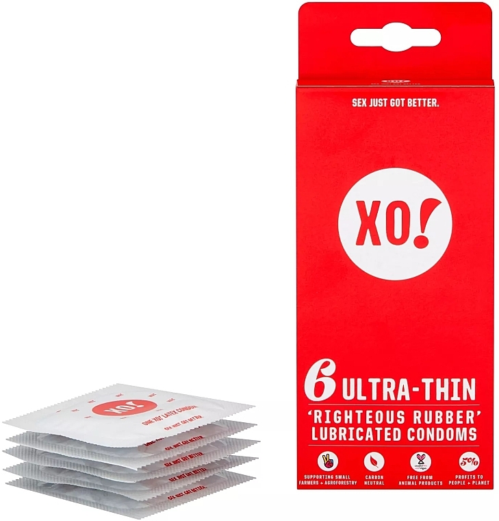 Ультратонкие презервативы, 6 шт. - Flo XO! Ultra-Thin Fair Righteous Rubber Condoms — фото N1