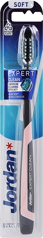 Зубная щетка мягкая "Expert Clean", черно-розовая - Jordan Tandenborstel Expert Clean Soft — фото N1