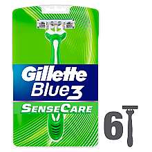 Парфумерія, косметика Набір одноразових станків для гоління, 6шт - Gillette Blue 3 Sense Care