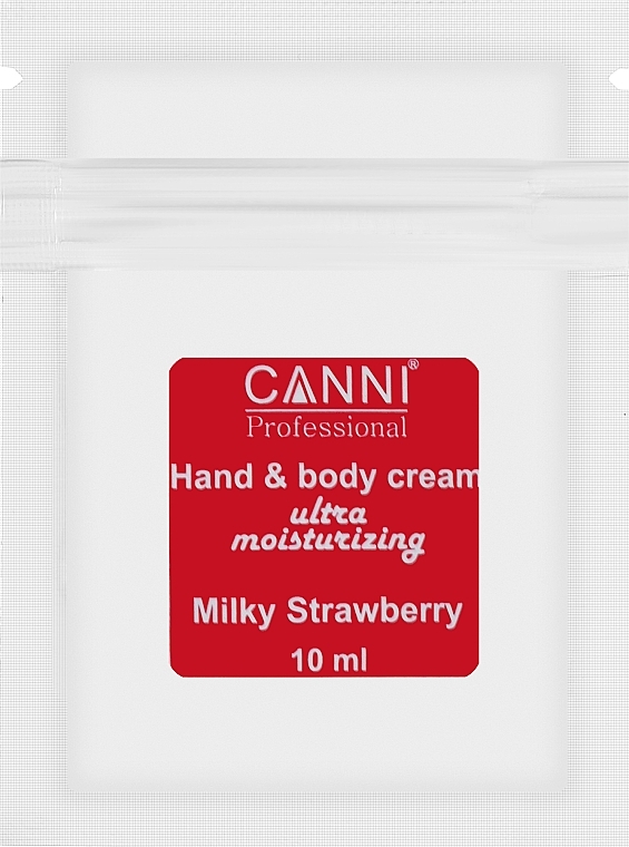 Крем ультраувлажняющий для рук и тела "Клубника со сливками" - Canni Hand & Body Cream (саше) — фото N1