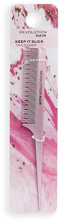 Расческа для распутывания и укладки волос, розовая - Revolution Haircare Keep It Slick Tail Comb — фото N2