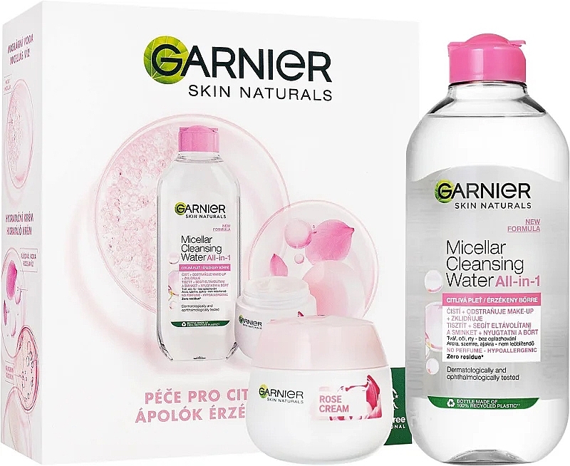Набор - Garnier Skin Naturals Rose (micellar/water/400ml + cr/50ml) — фото N1