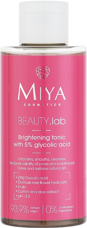 Освітлювальний тонік для обличчя з 5% гліколевої кислоти - Miya Cosmetics Beauty Lab Tonik — фото N1