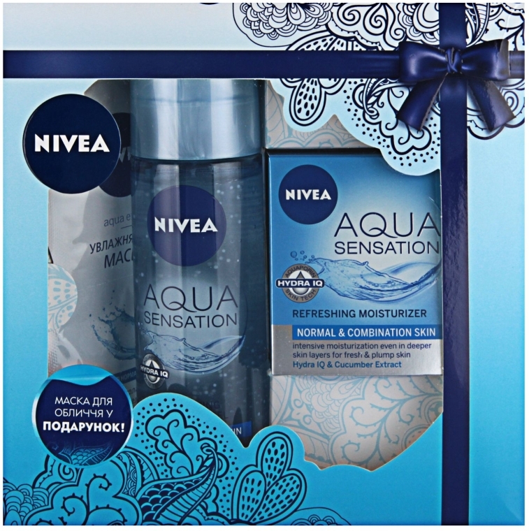 Набор "Аква Премиум" - NIVEA Aqua Sensation (f/gel/200ml + f/cr/50ml + f/mask/2x5ml) 