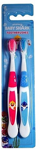 Набір дитячих зубних щіток, рожева, синя - Pinkfong Baby Shark Toothbrush Set — фото N1