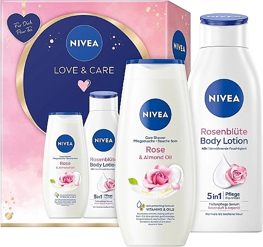 Набір - NIVEA Love&Care (sh/gel/250ml + b/lotion/250ml) — фото N1