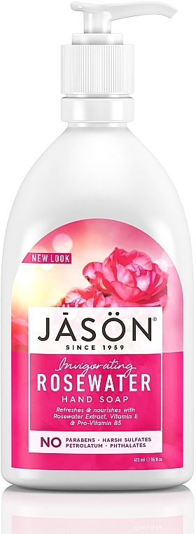 Бодрящее жидкое мыло для рук "Розовая вода" - Jason Natural Cosmetics Invigorating Rose Water Hand Soap — фото N1