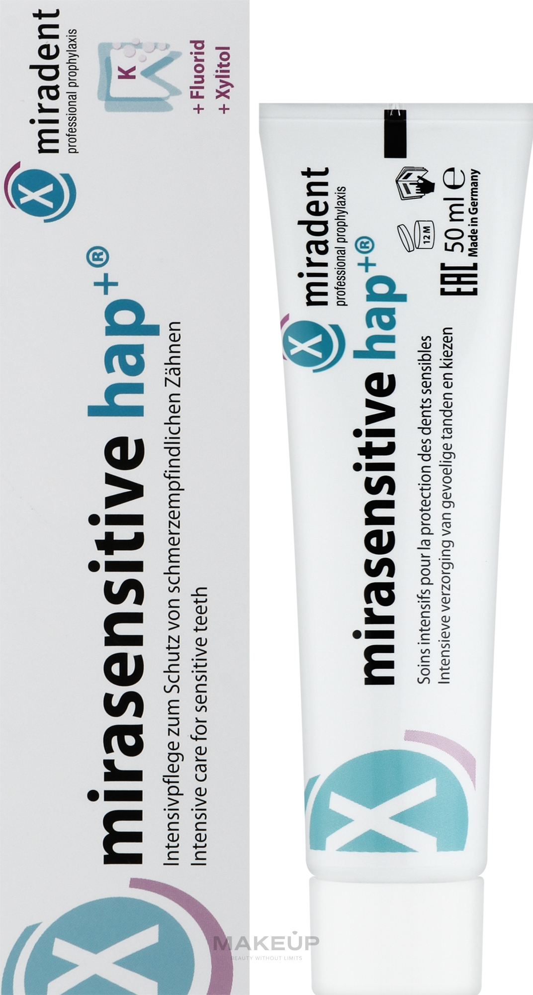 Зубна паста для чутливих зубів - Miradent Mirasensitive Hap+ Toothpaste — фото 50ml